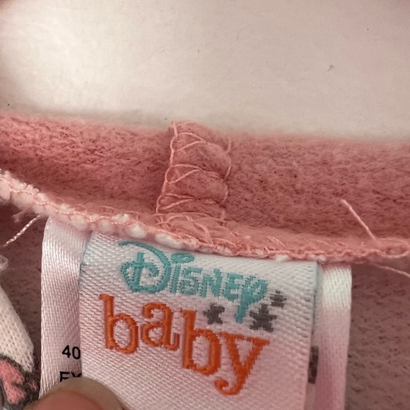 Disney Baby Minnie Mouse Ears Pink Bow Hoodie Footie 3-6M Cotton Blend One Piece - Picture 10 of 13